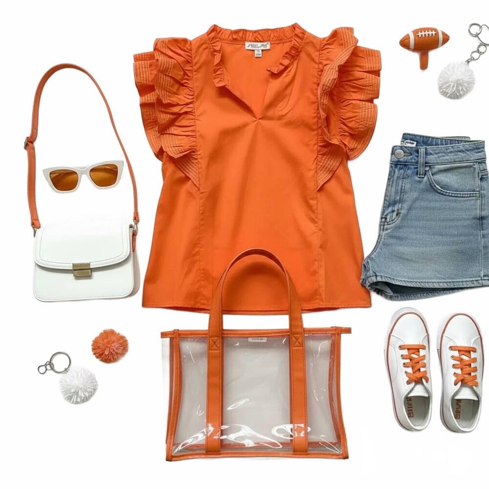 NEW SHE + SKY women's citrus bliss top in orange